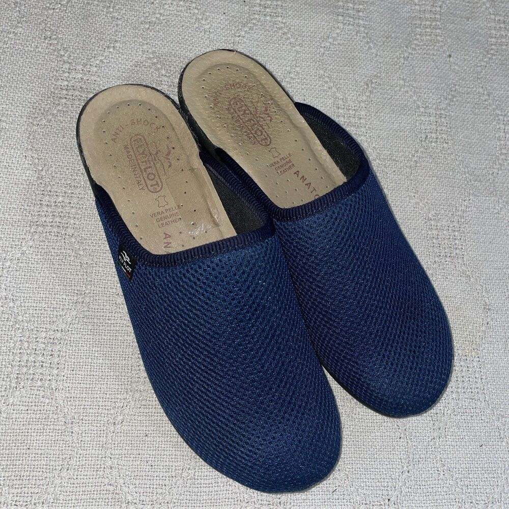 Fly Flot Women’s Casual Mules Size 41 U.S. 10 M Blue Fabric Going Out Party